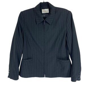 Jessica Black pinstriped  Women’s zip front Blazer with side pockets size 8p